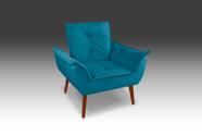 1 Poltrona Opala com Espuma - Suede Azul Tiffany - THAINA DECORA - CASA DA POLTRONA