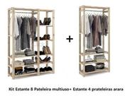 1 suporte p/ roupa com prateleiras + 1 arara com nichos.