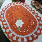 1 Tapete Oval Crochê Cozinha Banheiro Sala laranja