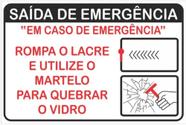 10 Adesivos - Saída de Emergência - Quebre Vidro - Martelinho - Comunik BR