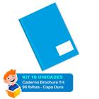 10 Cadernos Azul Brochura 1/4 Máxima Capa Dura 96 Fls