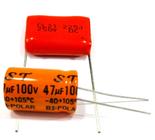 10 Capacitor Bipolar 47x100 e 10 Capacito Poliester 2m2 250v - NTV