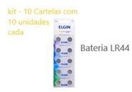 10 Cartelas com 10 unidades - bateria LR44 / Elgin