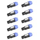 10 Conector Speakon Macho Linha 4 Vias Resistente Com Trava Cor Preto