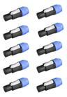 10 Conector Speakon Macho Linha 4 Vias Resistente Com Trava - Roxtone