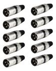 10 Conector Xlr Canon Macho Metal Niquelado Mic Dmx Luminos