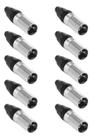 10 Conectores Xlr Canon Macho Metal Mxt 3 Pinos Resistente