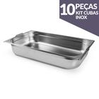 10 Cubas Gastronômicas GN Aço Inox 1/1 100 mm com alça Caixa Master Gourmet Mix