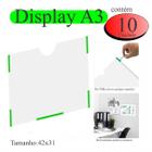 10 Display A3 Expositor Folhas Quadro Aviso Parede Pet Horiz