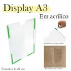 10 Display Parede Quadro Aviso Porta Folhas A3 Acrílico Vert