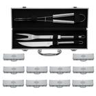 10 Kits Churrasco na Maleta Inox - 3 Itens - ZZ