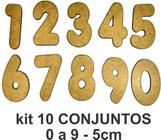 10 Kits Números Mdf Madeira De 0 A 9 C/100 Números - 7cm