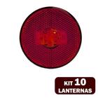 10 Lanternas Lateral LED Caminhão Carreta S/Suporte Vermelha