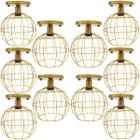 10 Lustres Teto Plafon Industrial Aramado Globo Retrô Luminária Sobrepor Vintage Dourado AgpIlumini - Agp Ilumini