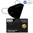 10 Máscaras KN95 Premium Preta Descartáveis WWDoll Cinco Camadas 95% de Eficiência Clip Nasal