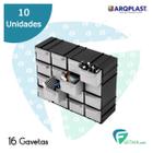 10 Organizador Plástico Gaveteiro Multiuso Caixa 16 Gavetas - Arqplast