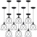 10 Pendentes Aramado Cálice Luminária Lustre Teto Retrô Vintage Industrial Balcão Agp Ilumini