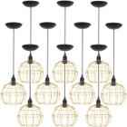 10 Pendentes Aramado Globo Luminária Lustre Teto Retrô Vintage Industrial Balcão Agp Ilumini