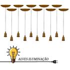 10 Pendentes Luminaria Fio Cabo Lustre decorativo Com Soquete Coluna E-27 1 Lâmpada Completo - Alves Iluminação