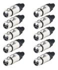 10 Plug Conector Xlr Fêmea Macho Linha Metal Lu71221 Luminos