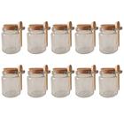 10 Potes de Vidro com Colher de Madeira e Tampa de Rolha - 250ml - 7cm x 10cm
