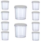 10 Potes Para Alimentos 500ML Transparente Com Tampa 11x9,5 - metal g