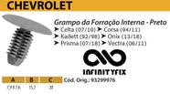 10 Presilha Grampo da Forração Interna - Preto GM Chevrolet Celta Corsa Prisma Onix Vectra P422