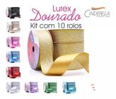 10 Rolos Fita Cetim Lurex Brilho 38x10 Metros P/ Laços Arte - CINDERELA