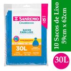 10 Sacos de lixo almofada azul capacidade 30 litros prático embalagem com picote econômico Sanremo