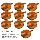 10 Tábua Cortar Servir Pizza Redonda 25 Cm Madeira Premium