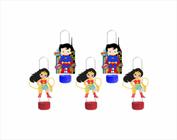 10 tubetes 13cm para doces Mulher Maravilha e Superman Baby