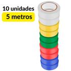 10 Unidades Fita Isolante Preta ou Colorida 5/10/20 Metros Anti-Chamas