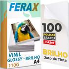 100 Adesivos Vinil Branco Brilho P/ Impressora Jato Tinta A4 - Pode Usar Resina