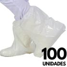 100 Botas Polietileno C/Elastico Impermeavel Branca Aradesc