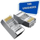 100 Conector RJ45 Cat6 Blindado 8P8C RJ-45 P/ Cabo de Rede Patch Cord Lan Gigabit