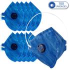 100 Máscaras Descartáveis com Válvula Respiratória Para Proteção KN910 Azul