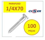 100 Pçs Parafuso Sextavado Rosca Soberba 1/4X70