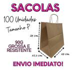 100 Sacolas Tamanho P Papel Kraft Grossa 90g Kit