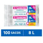 100 Sacos Para Lixo Rolo Pia Banheiro 8L - Sanremo