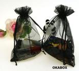 100 Saquinhos Organza Preto 10X15 Cm - Saquinhos Fita Cetim