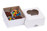 100 UN caixa para 4 doces brigadeiros trufas brownie dia das mães branca coração pequena 8x8x4,5