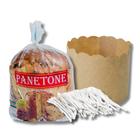 100 un de sacos p/ panetone 250g + 100 un fecho+100 un forma