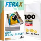 100 Vinil Adesivo Branco Brilho A3 - Impressora Jato De Tinta - Ferax