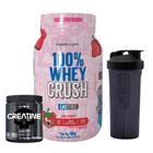 100% Whey Crush - 900g - Zero Lactose/Glúten + Creatina Pura - 300g - Black Skull + Coqueteleira