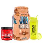 100% Whey Crush Pote 900g - Under Labz+Glutamina Pura Isolates 300g - Integralmedica+Coqueteleira Cores Sortidas