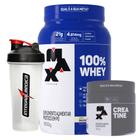 100% Whey Pote - 900g + Creatina - 300g - Max Titanium + Coqueteleira