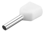 100 X Terminal Conector Tubular Ilhós Duplo 0,5mm Branco