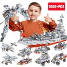 +1000 Peças Blocos De Montar Mega Navio + Robô + 24 Veículos - B Toys