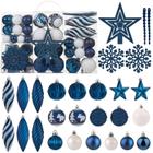 100ct Ball Ornaments Set - Sorted Shatterproof Hanging Tree Ornament Set com pacote de presente portátil reutilizável para a festa de Natal Tree Holiday Party e Home Decor (azul)