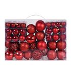 100ct bolas de Natal enfeites de árvore, decorações de Natal à prova de quebra conjunto com pacote de presente portátil reutilizável para a decoração da árvore de Natal do feriado (vermelho)